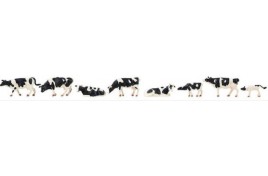 Cows Black/White Figures x 8 HO Scale